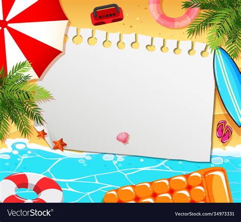 Blank Paper Not Template Summer Theme Royalty Free Vector