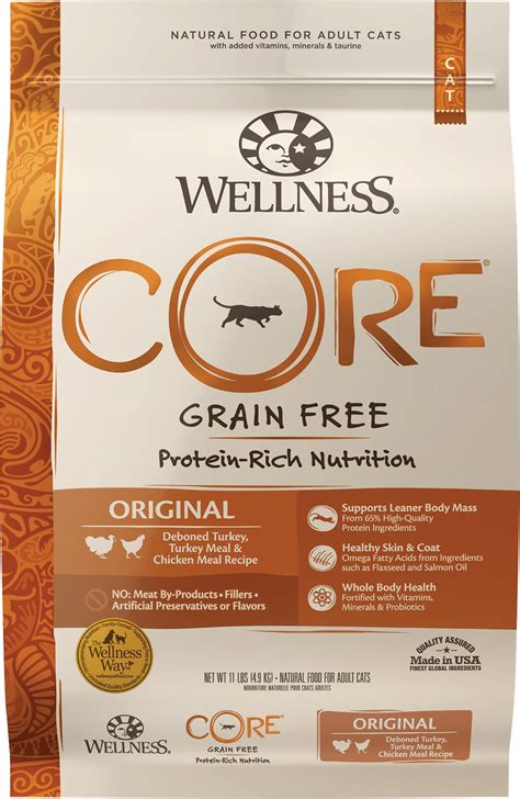 Choose from four dry food recipes for kittens, adults, and. Wellness CORE Grain-Free Original Formula Dry Cat Food, 11 ...