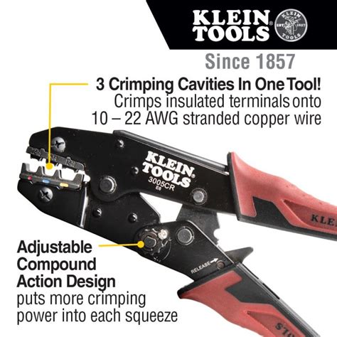 Klein Ratcheting Crimper 10 22 Awg Insulated Terminals Contractor