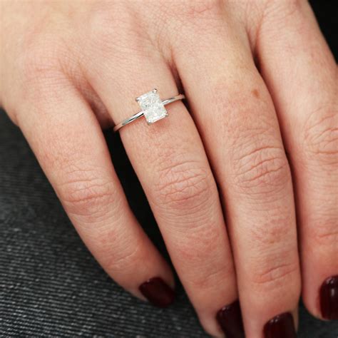 Radiant Cut Diamond Ring Elongated Radiant Cut Engagement Etsy