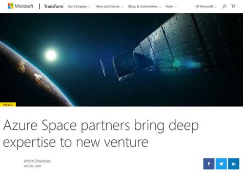 Microsoftが宇宙事業「azure Space」の展開を発表、spacexと提携してデータセンターを衛星インターネットに接続