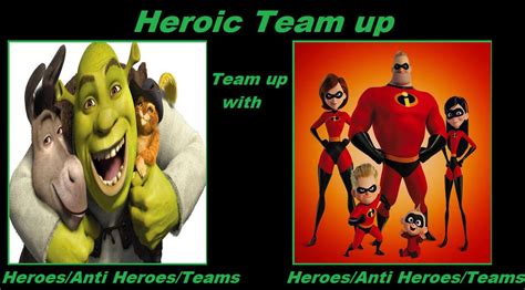 The Shrek Trio Team Up With The Incredibles By Darkmoonanimation On