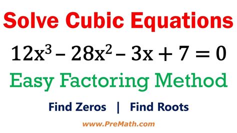 We'll find a factor of that cubic and then divide the cubic by that factor. Solve Cubic Equations - Easy Factoring Method - YouTube
