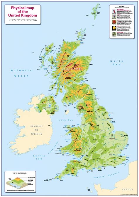Physical Map Of The United Kingdom Small Cosmographics Ltd