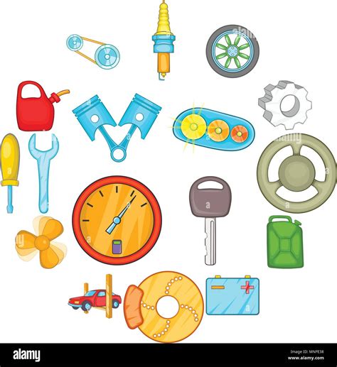 Auto Spare Parts Icons Set Cartoon Style Stock Vector Image And Art Alamy