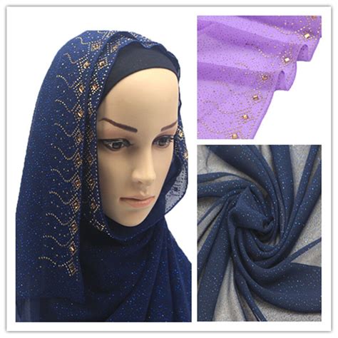 Diamond Edge Solid Color Chiffon Scarf Muslim Hijab Women Scarf