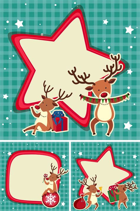 border templates  christmas reindeers  vector art  vecteezy