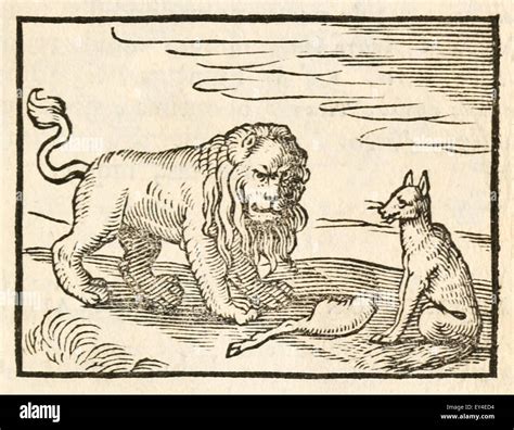 The Lion And The Fox Fable By Aesop Circa 600bc 17th Century