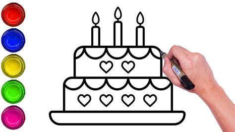 How To Draw Birthday Cake For Kids Step By Step Drawing Of Cake For