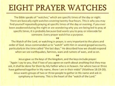 Eight Prayer Watches Prayer Watches Prayers Deliverance Prayers