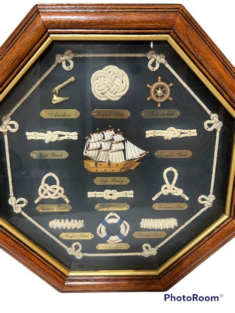 Octagon Knot Board W Sailboat Ship Wheel And Anchor
