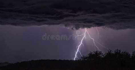 Lightning Thunder Cloud Dark Cloudy Sky Power Of Nature Stock Image