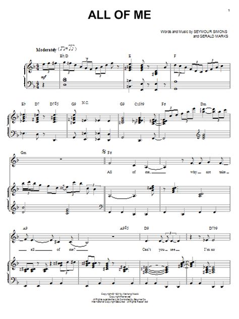 Early blues & rock songs for piano. Billie Holiday "All Of Me" Sheet Music PDF Notes, Chords ...