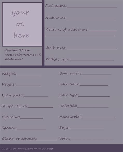 Is Very Helpful For A Profile For Your Oc Character Within Bio Card