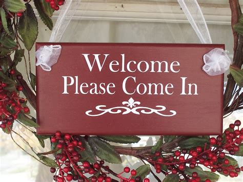 Welcome Sign Please Come In Wood Vinyl Door Signs For Office Etsy