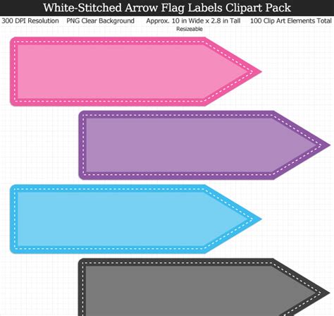 Arrow Flag Labels Clipart Pack