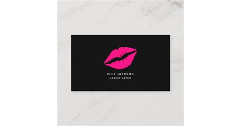 Simple Hot Pink Black Lips Makeup Artist Business Card Zazzle