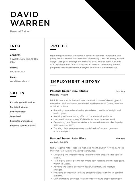 Maybe you would like to learn more about one of these? Personal Trainer Resume & Guide | + 12 Resume Examples ...