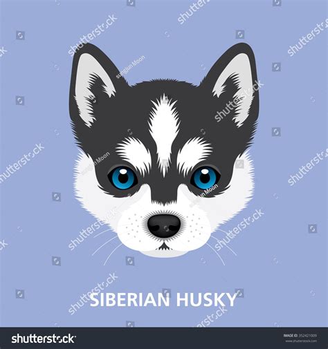 Vector Illustration Portrait Of Siberian Husky Puppy Art Of Dog Face