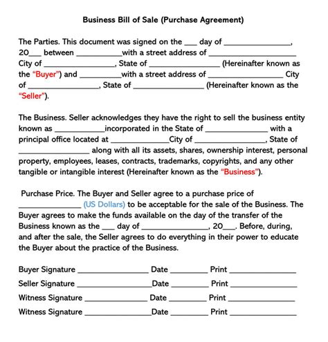 Business Bill Of Sale Forms Guide Samples