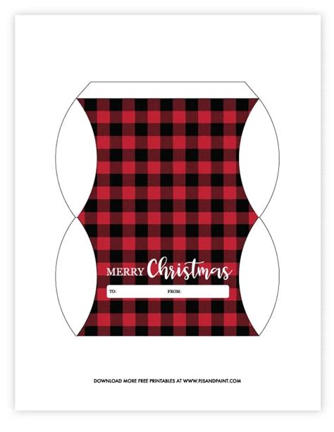Free Printable Christmas Pillow Boxes T Card Holder 3 Designs