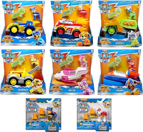 Paw Patrol Complete Set Of 6 Mighty Vehicles With Pup