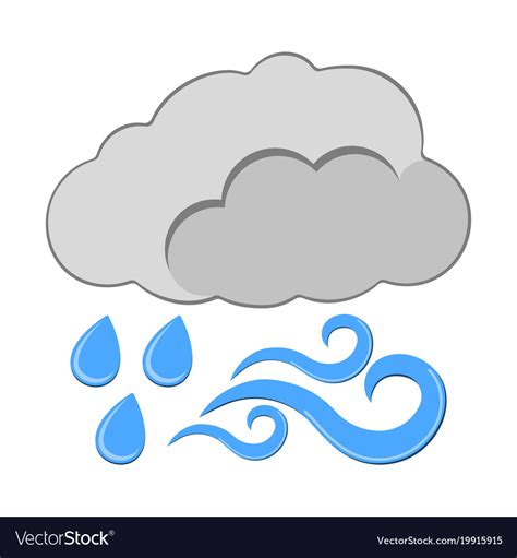 Rain With Wind Icon Weather Label For Web On Vector Image