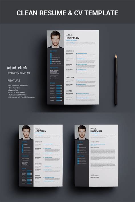 The website offers two forms of documents: Resume/CV-Paul Hoffman Resume Template #65458