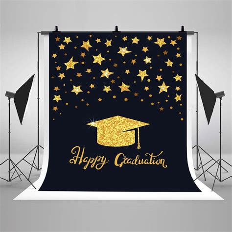 Graduation Ceremony Party Photography Backdrops Gold Hat And Stars