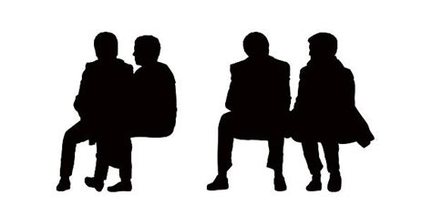 Silhouette Free Clipart Of 2 Men Setting On A Bench 20