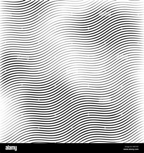 Stripe Wavy Lines Monochrome Wavy Texture Isolated On White Background