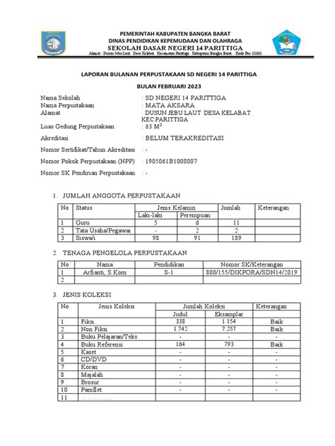 Form Laporan Bulanan Sekolah Pdf