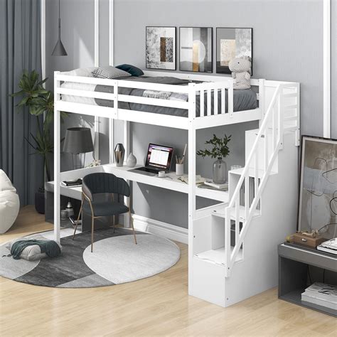 Buy Harper And Bright Designs Twin Size Loft Bed With Stairs And Desk