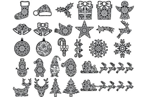 Christmas Mandala SVG Cut Files, Holiday Designs, Winter SVG