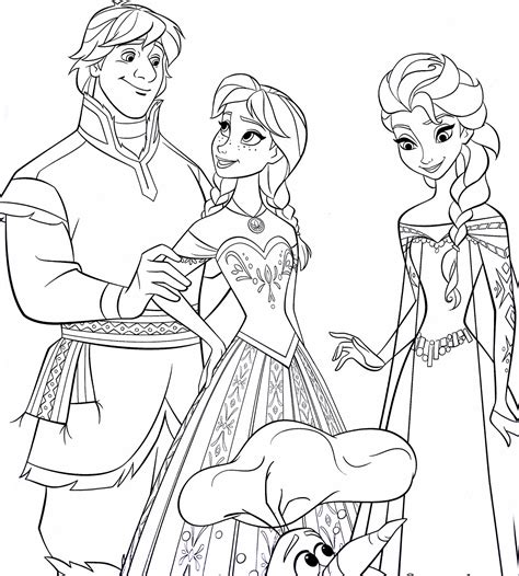 Dibujos para colorear elsa la reina de las nieves es. Dibujo para colorear de Kristoff, Anna y Elsa de Frozen