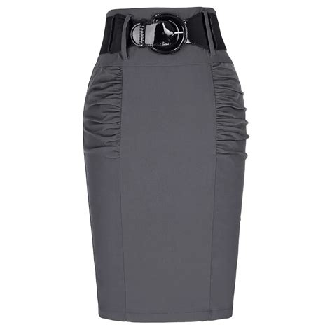 2016 new sexy pencil skirts womens business work office skirt with belt high waist elastic