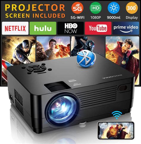 5g Wifi Bluetooth Native 1080p Projector Projector Screen Included