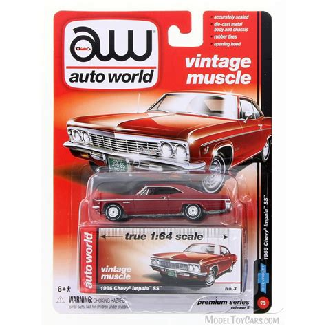 1966 Chevy Impala Regal Red Auto World Aw64042b 164 Scale Diecast