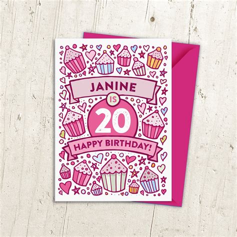 Personalised Birthday Card Cupcake Design Cup Cake Personalised Card