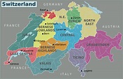 Grande mapa de regiones de Suiza | Suiza | Europa | Mapas del Mundo