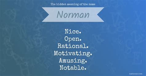 The Hidden Meaning Of The Name Norman Namious