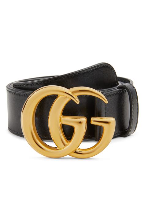 Gucci Gg Logo Buckle Leather Belt In Black Lyst