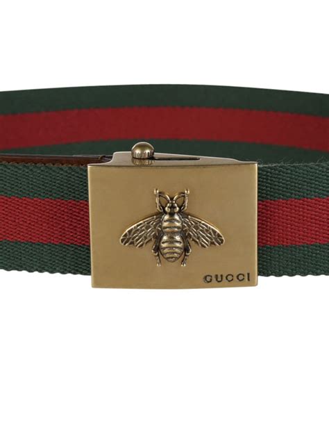 Gucci Gucci Web Belt With Bee Buckle Greenredgreen Womens Belts