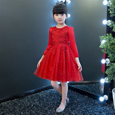Red Shiny Flower Girl Dress For Evening Prom Party Costume 3 14t Girls