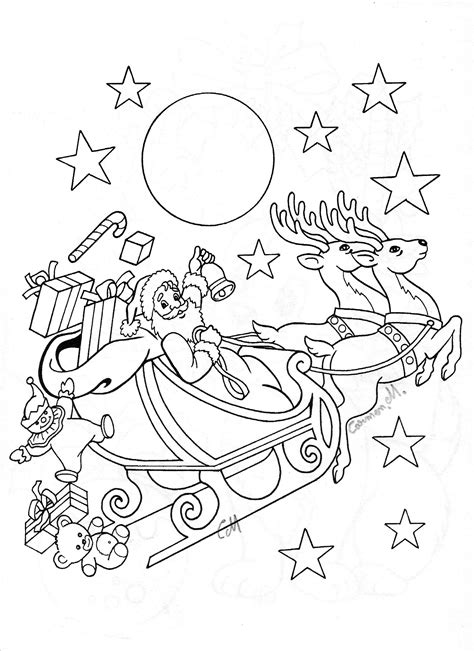 Santa Sleigh Merry Christmas Coloring Pages Christmas Coloring Books