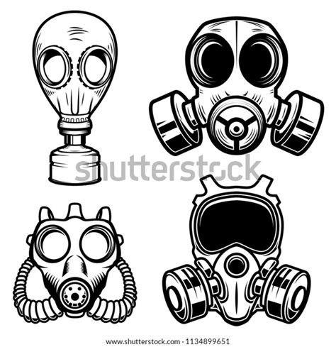 Set Gas Masks Isolated On White Stock Vector Royalty Free 1134899651