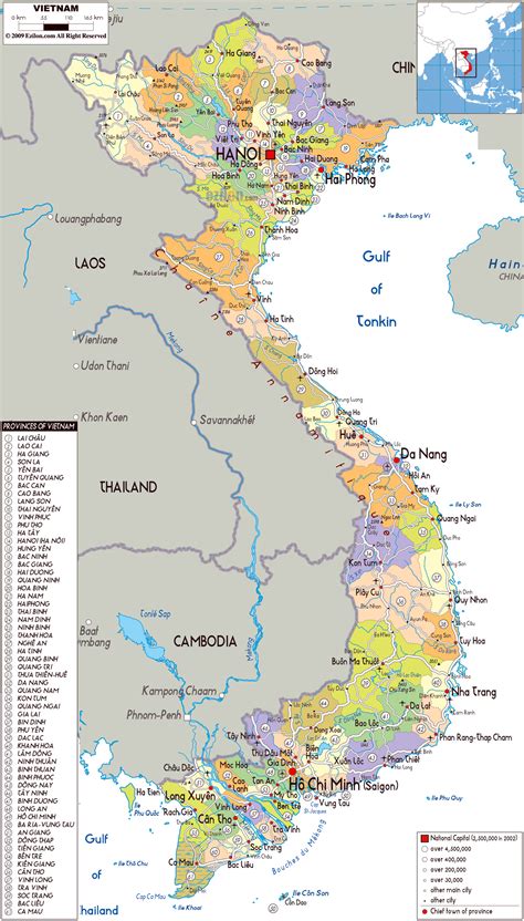 Large Political And Administrative Map Of Vietnam With All Roads
