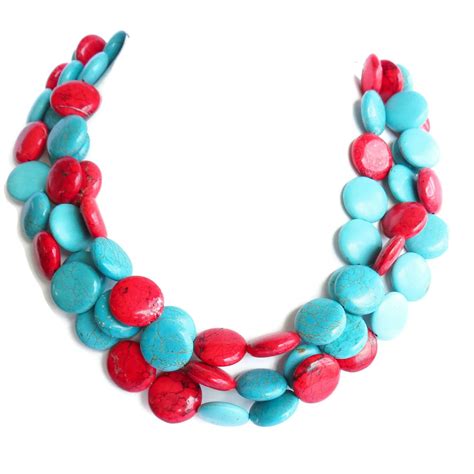 Turquoise Necklace Turquoise And Red By Wildflowersandgrace