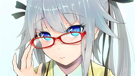 Wallpaper Illustration Long Hair Anime Girls Blue Eyes Glasses