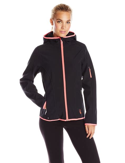 Spyder Womens Arc Softshell Jacket Blackbryte Pink Small Zippered